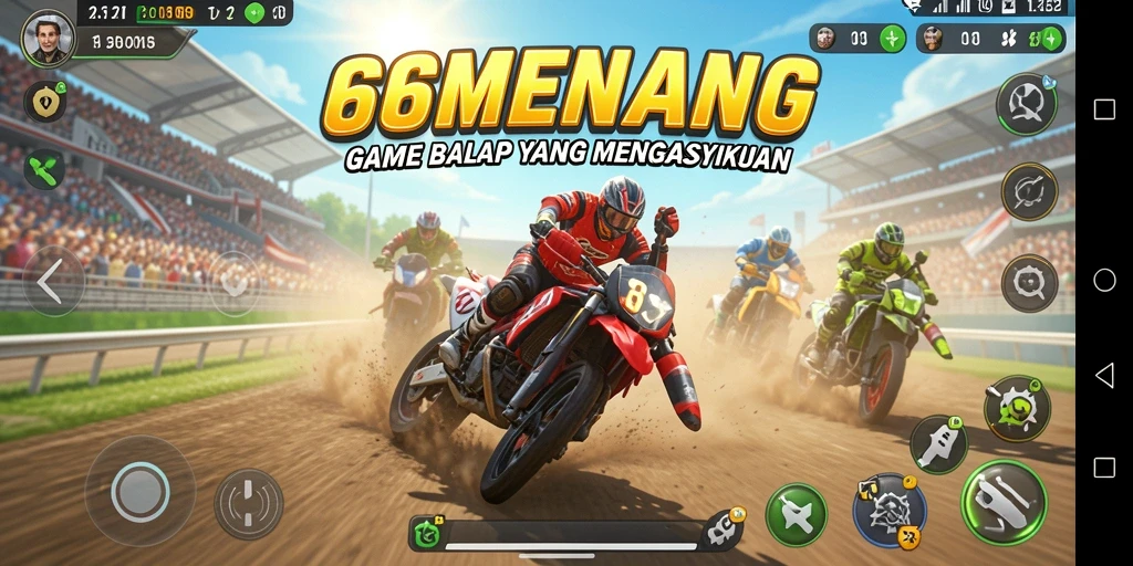 Tampilan seru saat balapan di 66MENANG dengan kecepatan tinggi.