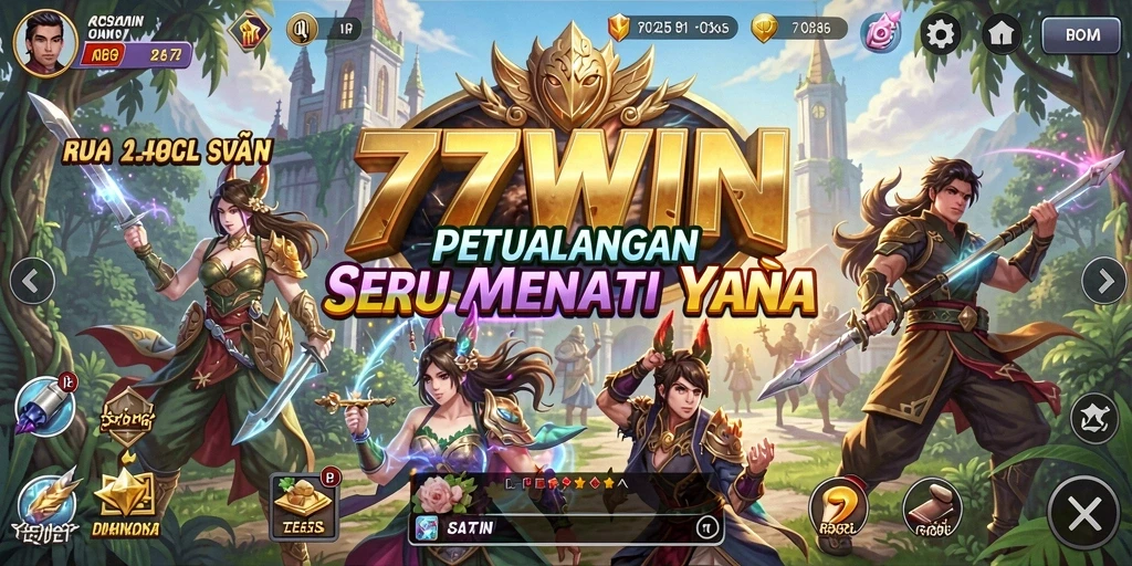 Screenshot utama 77WIN menunjukkan gameplay seru dan penuh aksi.