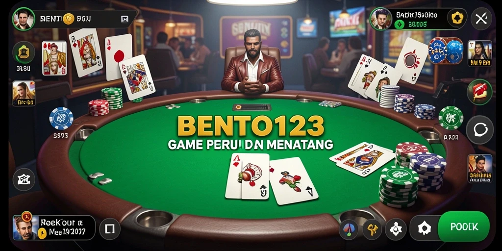 Screenshot gameplay BENTO123 menampilkan aksi Poker yang seru.