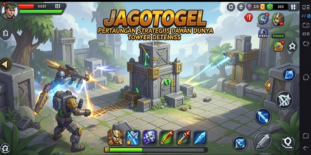 Menampilkan aksi seru dalam gameplay Tower Defense JAGOTOGEL.
