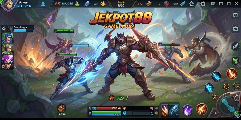 Screenshot gameplay JEKPOT88 yang menampilkan aksi pertempuran seru.