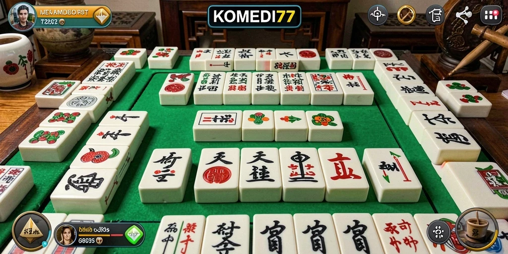 Screenshot dari gameplay seru KOMEDI77 Mahjong yang menantang.