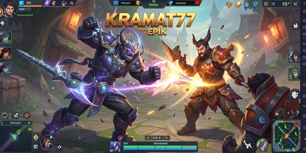 Tangkapan layar permainan KRAMAT77 yang menunjukkan aksi intens di arena MOBA.