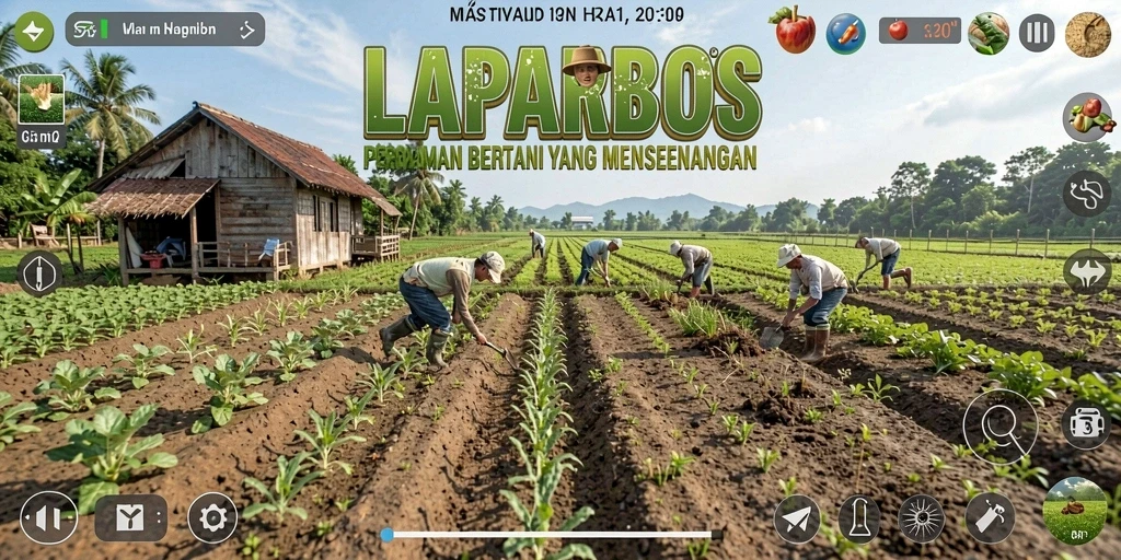 Screenshot LAPARBOS menampilkan pemandangan indah dari pertanian yang subur.