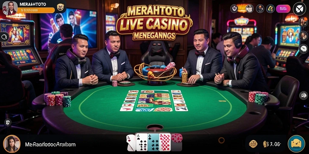 Tampilan screenshot permainan Live Casino MERAHTOTO dengan dealer langsung.