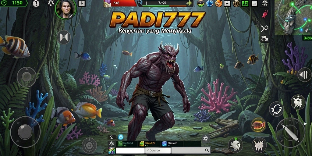 Screenshot gameplay menampilkan suasana menyeramkan dari PADI777.