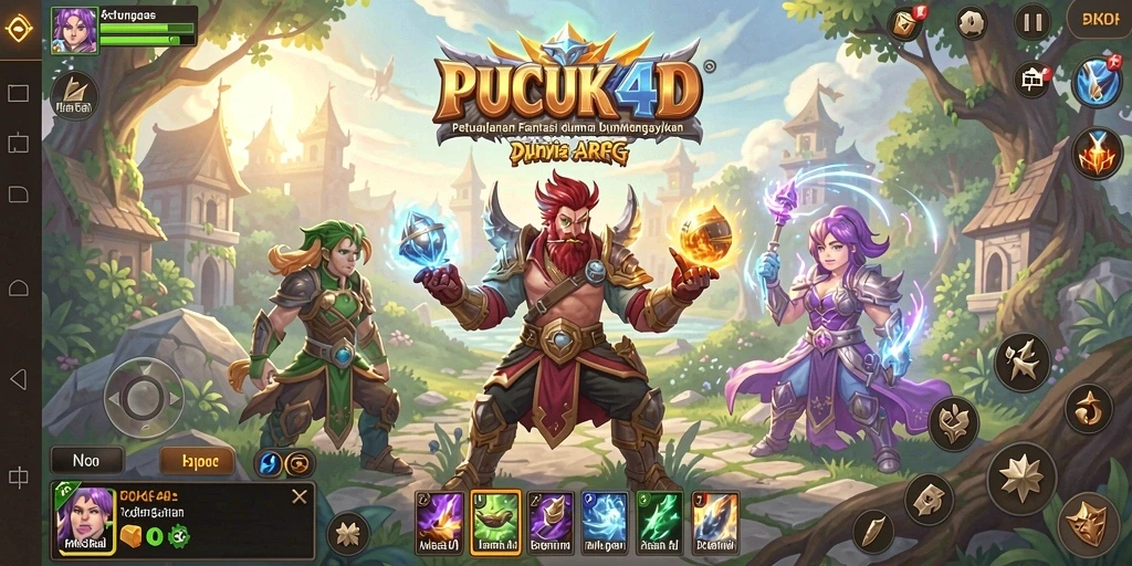 Tampilan permainan PUCUK4D dengan pertarungan epik karakter.