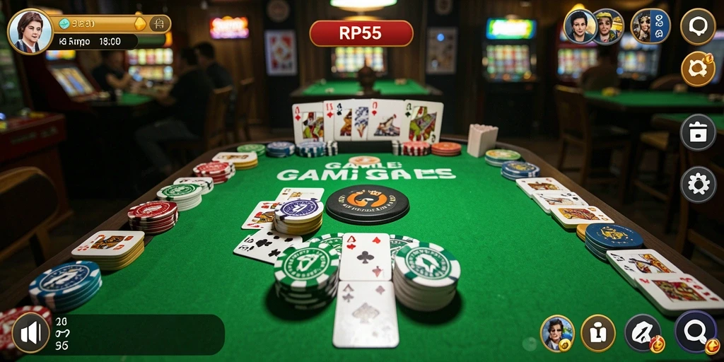 Tampilan menarik dari gameplay Gaple RP55 yang menyenangkan.