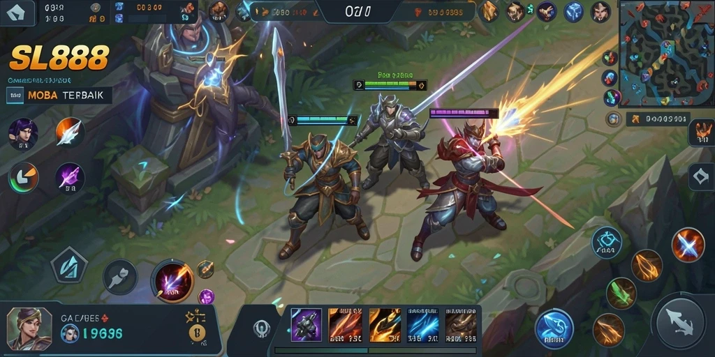 Screenshot gameplay SL888 yang mendebarkan dan seru di arena pertempuran.